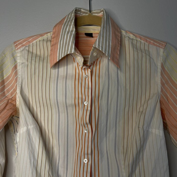 Express Button Down Shirt Stripe Stretch Cotton Spandex Blouse Top Size 4 Button - Picture 2 of 7